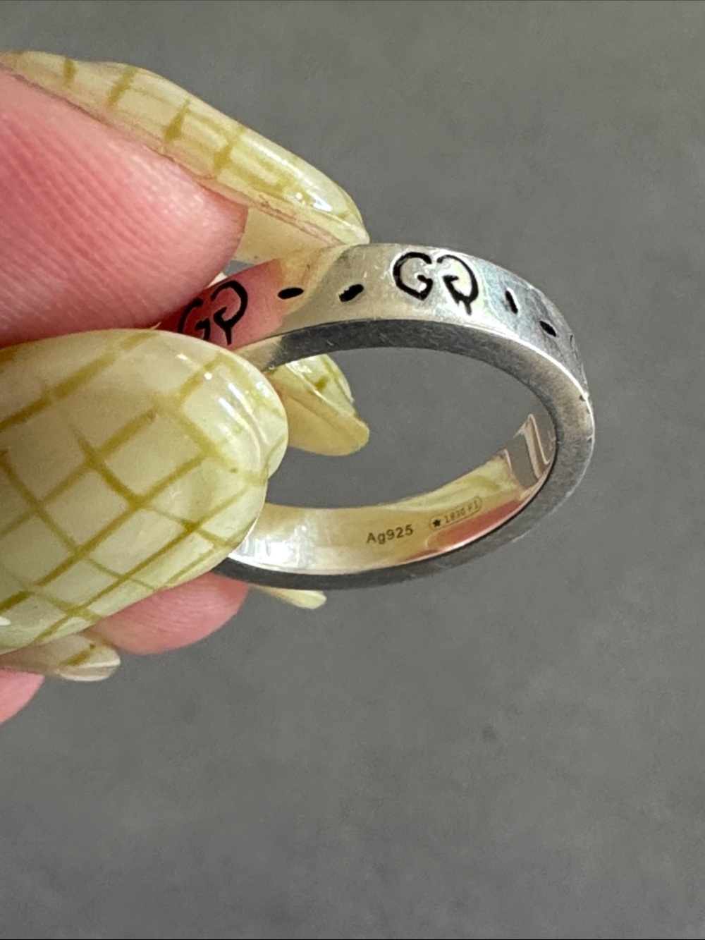 gucci ghost ring 4mm 925 silver size 13 US 6.5 - Picture 6 of 8